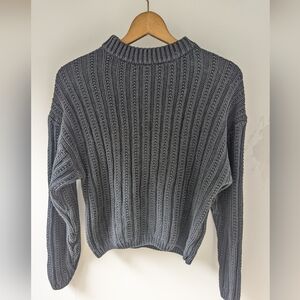 Gray Ribbed Women's Knit Sweater